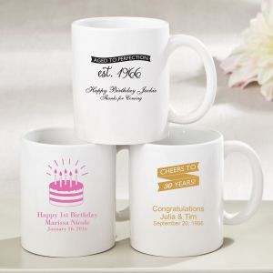 Personalized Birthday Design White Ceramic Coffee Mug Favors