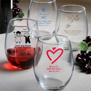 Diamond Ring 9oz Personalized Stemless Wine Glasses