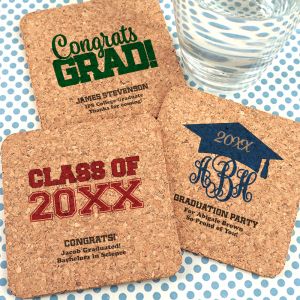 Graduation Square Cork Coasters
